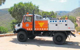 Protección civil de Castelldefels ayuda en la extinción del incendio de Olivella