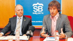 El alcalde de Sant Boi, Jaume Bosch y el gerente de Kaleidos.red, José Ramón Sobrón en el transcurso de la presentación del Congreso.