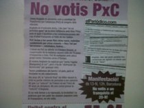 Imagen de un papel en que se pide que no se vote al partido político PXC