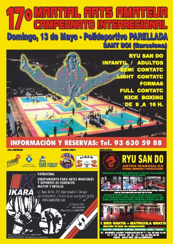 17º Martial Arts Amateur - Campeonato Interregional. Domingo, 13 de mayo