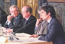 Manuel Reyes, Salvador Esteve, Joaquim Balsera, Antoni Balmón, Antoni Giró i Marcelono Armenter  durant l’acte de presentació de la candidatura.