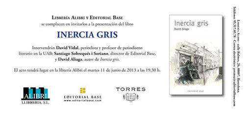 El colaborador de El Llobregat David Aliaga presenta el libro "Inercia gris" el 11 de Junio