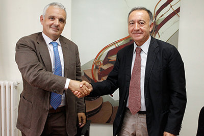 President de la RFCT, José Luís Escañuela, i l’alcalde de Sant Joan Despí Antoni Poveda