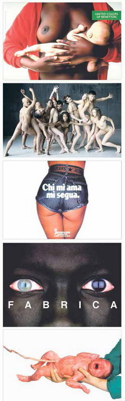 Imagen central de Chi mi ama y  las demás fotografías del fotógrafo Oliviero Toscani, autor de las campañas de publicidad de Benetton