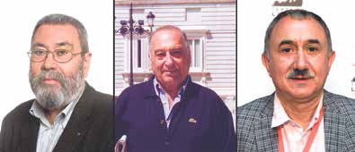 De izquierda a derecha: Cándido Méndez, Nicolás Redondo y Josep Mª Álvarez