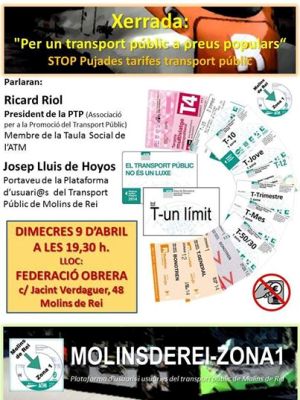 Stop Pujades presenta la xerrada "Per un transport públic a preus populars"
