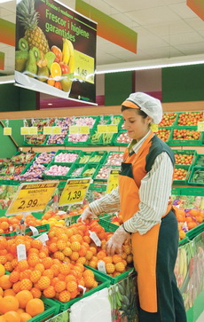 Sección de frutas y verduras de un
establecimiento de la empresa