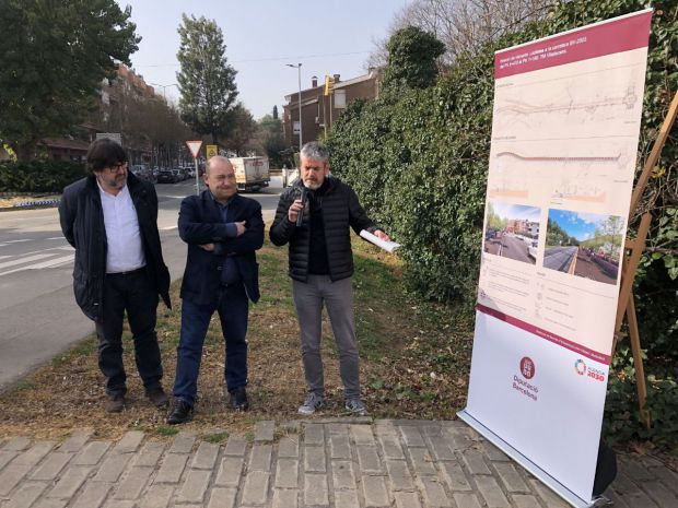 Presentación del itinerario de peatones y bicicletas enlazará Viladecans con Sant Climent. Con Pere Pons, diputado de Infraestructuras y Espacios Naturales, y Carles Ruiz, alcalde de Viladecans