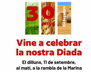 La Diada en L'Hospitalet conmemora los 30 años de "Els segadors" como himno oficial de Cataluña