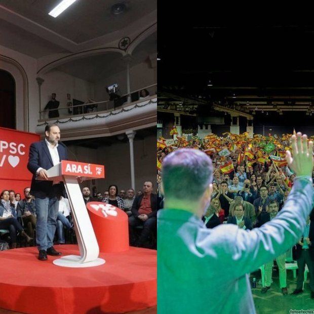 Ábalos ayer en Sant Joan Despí (izquierda) y Abascal en el acto de L'Hospitalet del jueves.