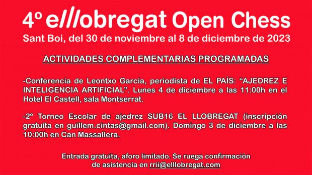 Actividades complementarias programadas para la IV edición de El Llobregat Open Chess Tournament