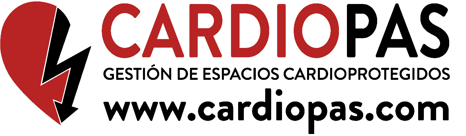 Logo de “CARDIOPAS. Gestión de Espacios Cardioprotegidos”, especialistas en la instalación de desfibriladores y en realizar la formación oficial para su uso