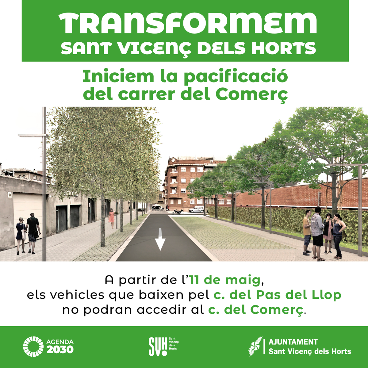 Comienza la transformación de la calle del Comerç de Sant Vicenç dels Horts