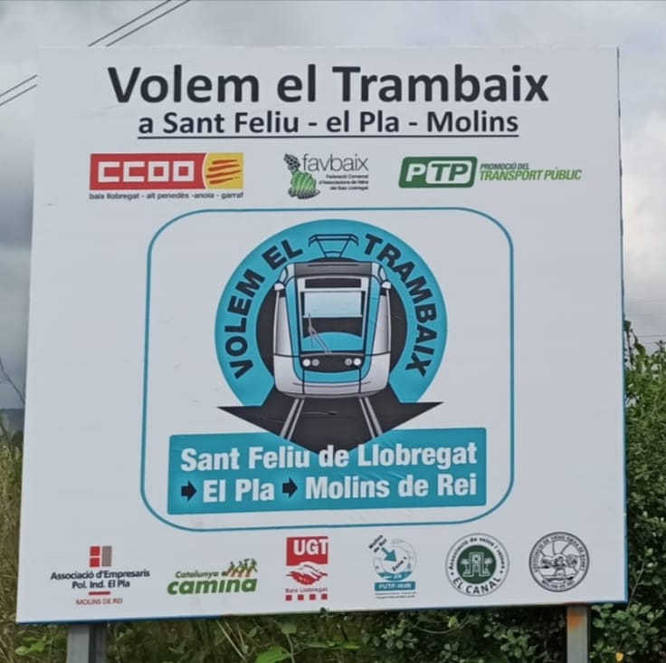 Los partidarios de prolongar el Trambaix hasta Molins de Rei quieren el proyecto en el nuevo Plan de Infraestructuras 2021-2030