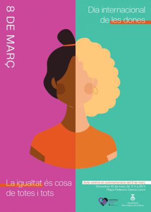 Cartel promocional del Día de la Mujer, con las actividades propuestas por el Aj. de Sant Andreu de la Barca