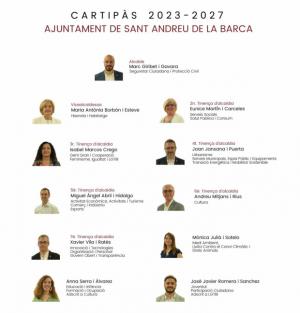 La estructura del Gobierno Municipal de Sant Andreu de la Barca para el mandato 2023-2027