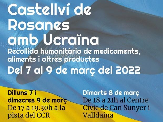 Castellví de Rosanes recogerá ayuda humanitaria para Ucrania del 7 al 9 de marzo