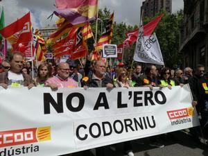 Los trabajadores de Codorniu se manifiestan en contra del ERE.