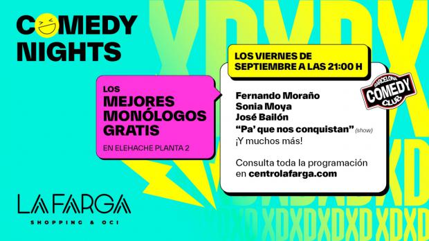 El Centro Comercial La Farga programa cinco sesiones gratuitas en su zona de restauración Elehache con cómicos de la talla de Fernando Moraño.