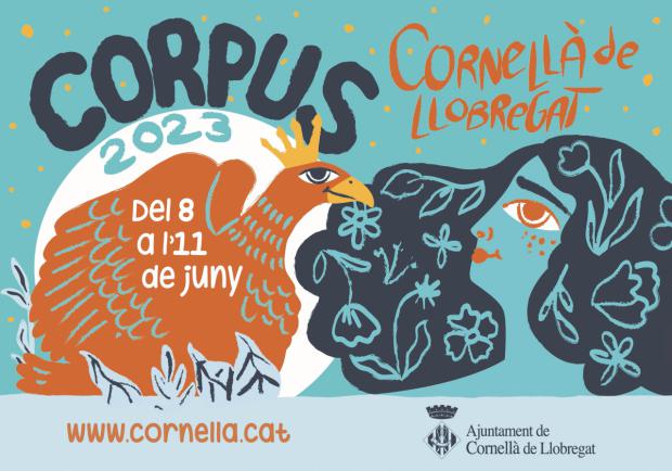 Cartel de la fiesta mayor del Corpus 2023 de Cornellà de Llobregat. Ha sido elaborado por la diseñadora Eva Zurita.