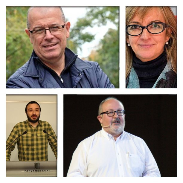 De arriba a abajo y de izquierda a derecha: José Zaragoza y Mercè Perea (PSC); Albert Botran (CUP), i Joan Capdevila (ERC).