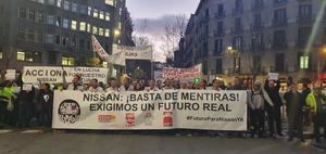 Más de un millar de trabajadores de Nissan marcharon por Barcelona la semana pasada. 