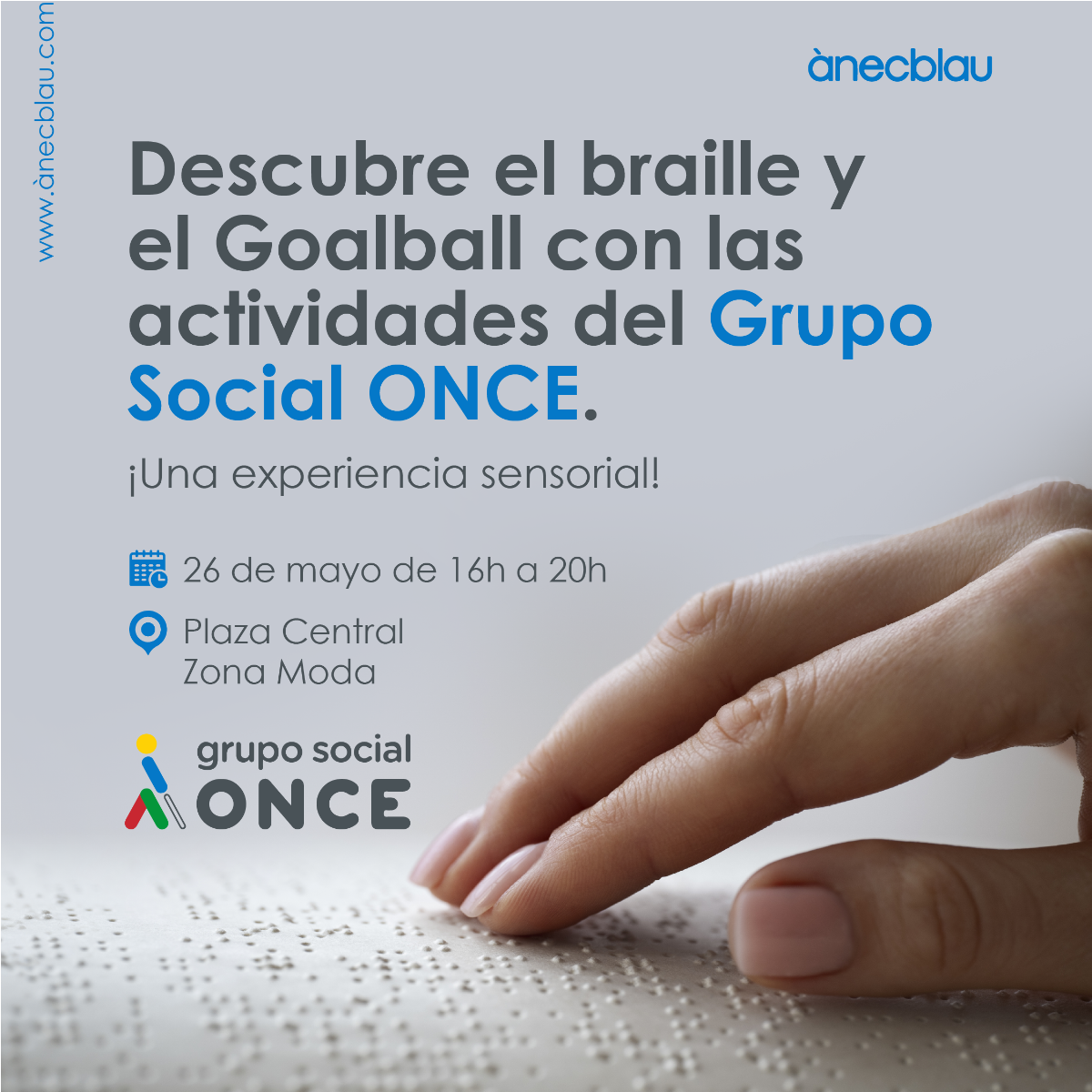 ànecblau y la ONCE presentan una exposición sobre la comunicación, el deporte y la vida cotidiana de las personas ciegas