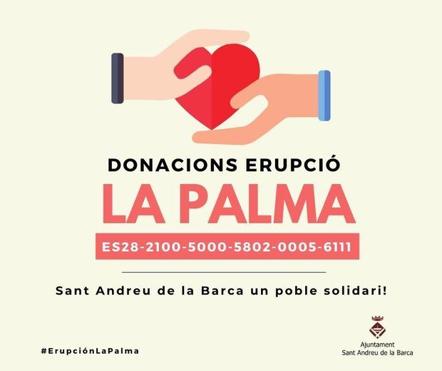 El Ayuntamiento de Sant Andreu de la Barca inicia una campaña solidaria para ayudar a los ciudadanos de La Palma