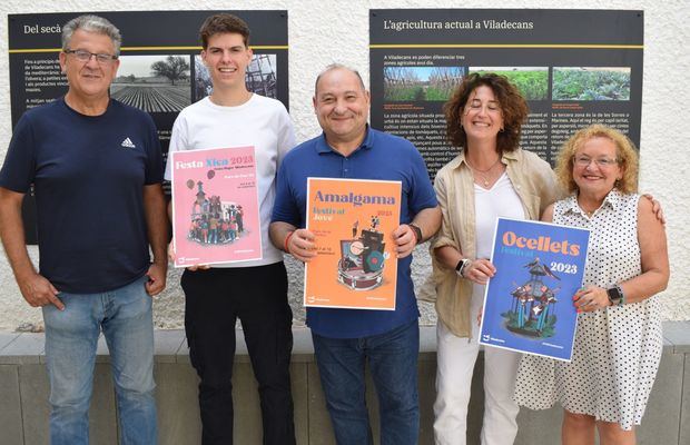 En la foto, de izquierda a derecha, Francisco Chacón, concejal de Cultura Popular; Álex Cañada, concursante de MasterChef; el alcalde Carles Ruiz; la teniente de alcalde de Sostenibilidad Social y Servicios a la Ciudadanía, Olga Morales, y la teniente de alcalde del Área de Medio Ambiente y Sostenibilidad y de Patrimonio Cultural, Encarna García (FOTO: Aj. de Viladecans).