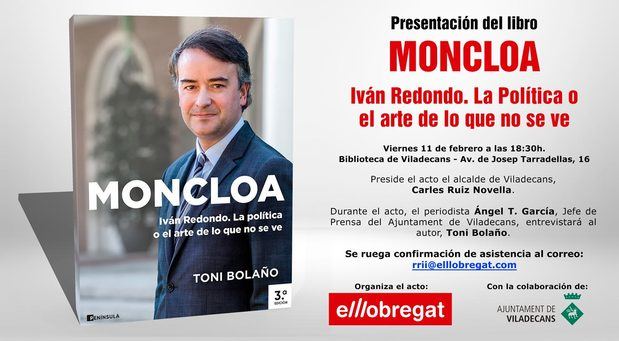 El 11 de febrero Toni Bolaño presentará en Viladecans su libro “Moncloa”