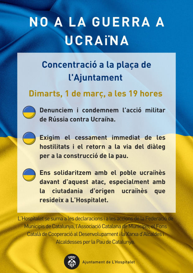 L'Hospitalet y El Prat de Llobregat dicen NO a la guerra entre Rusia y Ucrania