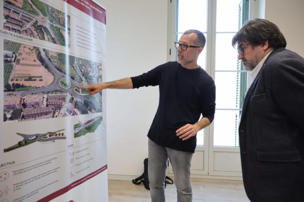 Acto de presentación de las obras de ampliación y mejora de la rotonda que conecta la A2 con Sant Vicenç dels Horts, también conocida como rotonda de las Ovejitas