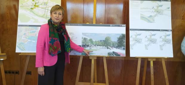 La alcaldesa de Sant Andreu de la Barca, Ana Alba, presentando el proyecto que incluye la pacificación de la antigua N-II y 350 viviendas de protección oficial (Foto: Aj. de Sant Andreu de la Barca)