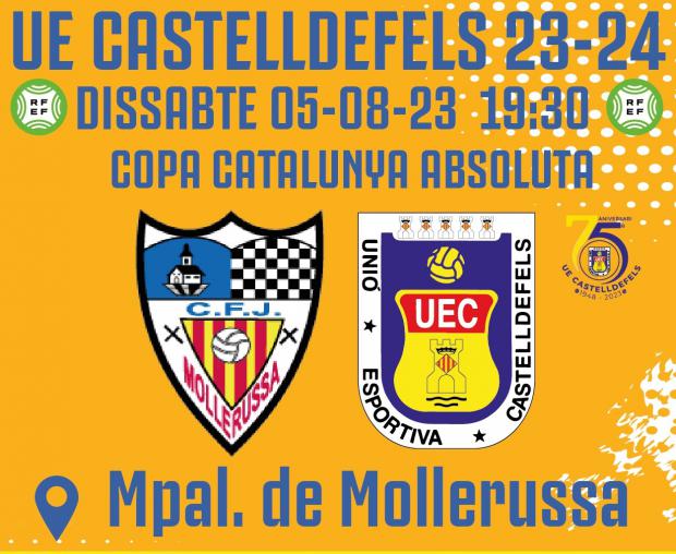 UE Castelldefels contra el CFJ Mollerussa, este sábado en la Copa Cataluña absoluta (FOTO: Twitter @uecastelldefels).