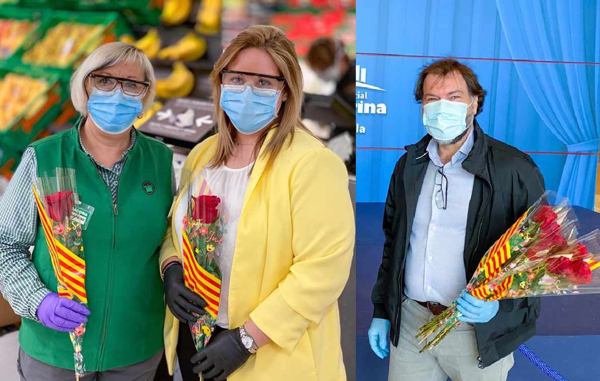 Sant Jordi no falta a su cita y reparte rosas a los empleados de Vilamarina pese al coronavirus