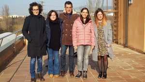 Eva Martínez -segunda por la derecha- junto a diferentes representantes de los ayuntamientos de Viladecans, Gavà, Sant Boi y El Prat, tras la reunión para valorar los efectos del temporal Gloria en el Parc Agrari