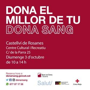 El Banco de Sangre visitará Castellví de Rosanes el próximo 3 de octubre