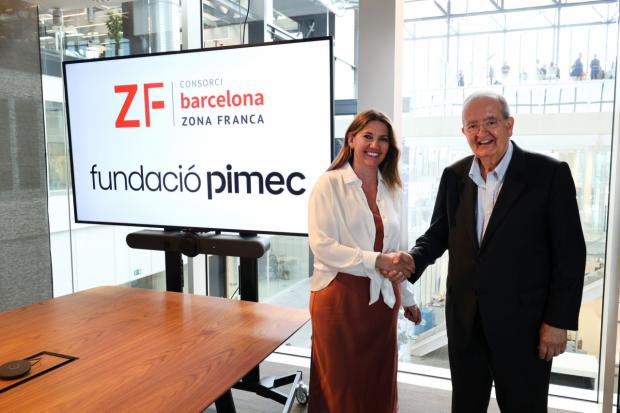 Blanca Sorigué, de CZFB, y Josep González, de Fundación Pimec