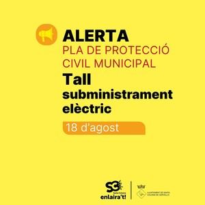 Alertan sobre corte eléctrico en Santa Coloma de Cervelló