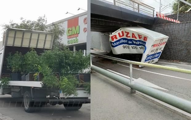 Un camión se empotra en un túnel de Gavà y deja al descubierto un cargamento de marihuana
