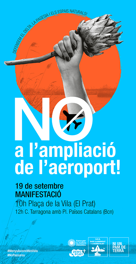 Convocada una gran manifestación el próximo 19 de septiembre en El Prat contra la ampliación del aeropuerto