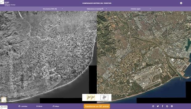 La comarca a mitades de los años 40 (izquierda) y actualmente (derecha).