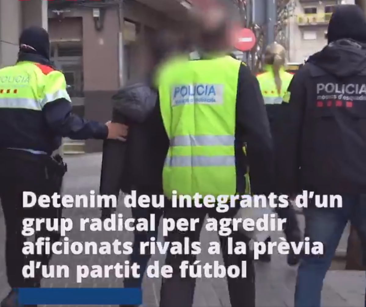 Diez detenidos por agredir a rivales en la previa de un partido de la UE Cornellà