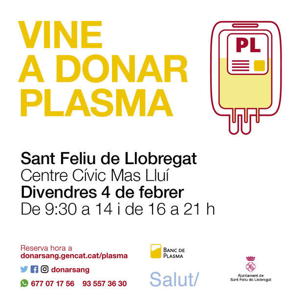Donación de plasma en el Centro Cívico Mas Lluí de Sant Feliu
