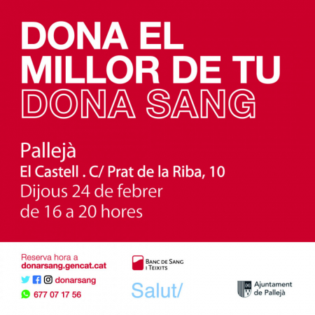 Jornada de donación de sangre el próximo 24 de febrero en Pallejà