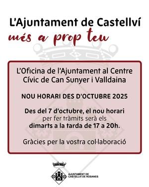 El horario de atención en Can Sunyer se modifica: ahora será los martes de 17 a 20h