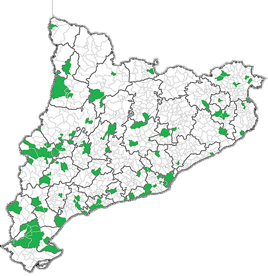 Municipis de Catalunya que han estat representats a la nova campanya de l'OAC. Del Baix, s'observen sis municipis més L'Hospitalet. Abans, ja havien participat sis grans ciutats. En total, doncs, 13 | OAC
