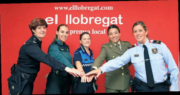 De izquierda a derecha: Policía Nacional, Guardia Civil, Guardia Municipal de Castellví, Ejército y Mossos.