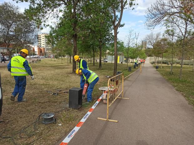 Realización de las obras en una farola