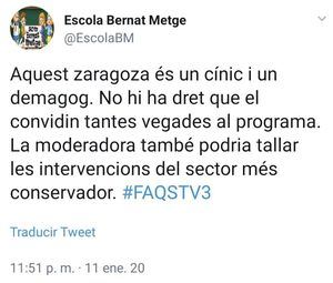 Captura del mensaje de la escuela, que ya ha eliminado y por el que se ha disculpado.